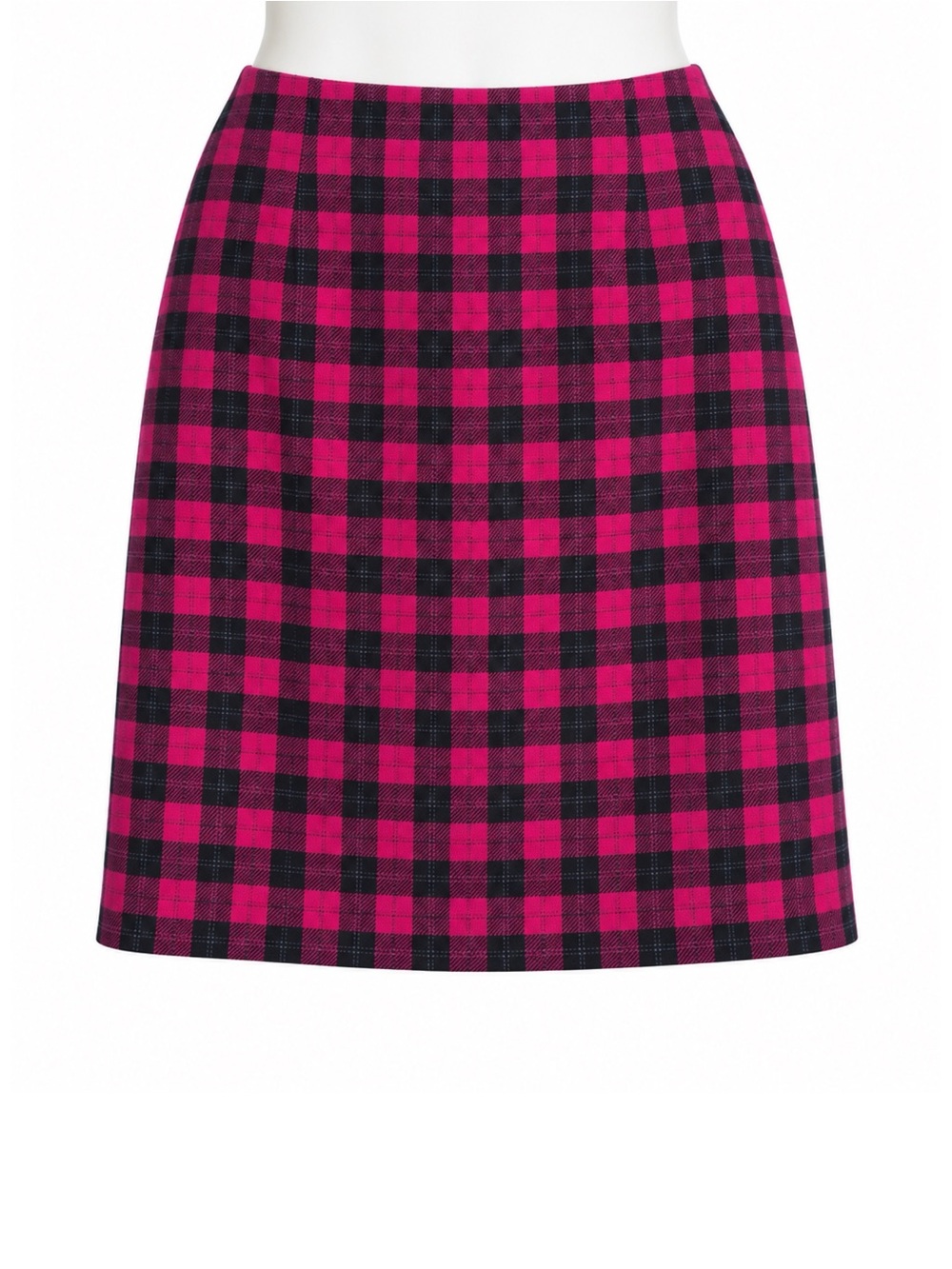 Size 10 J Studio Canada Vintage 100% Virgin Wool Red Black Plaid Pencil Skirt